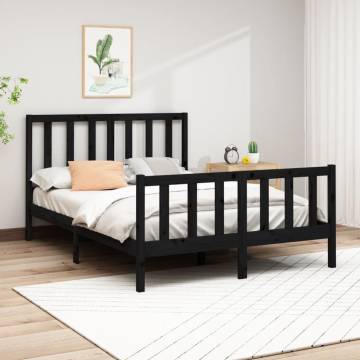 Black Solid Wood Pine Bed Frame 140x190 cm - Modern Design