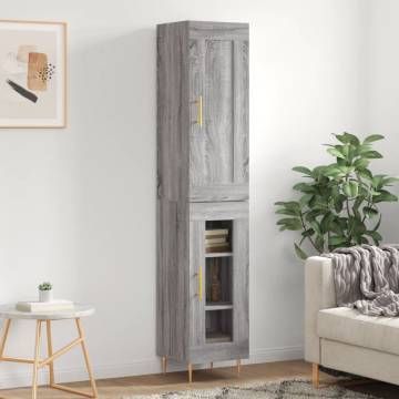 Stylish Highboard Grey Sonoma - 34.5x34x180 cm | HipoMarket UK