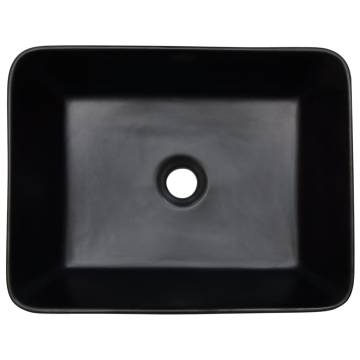 Stylish Black & Brown Rectangular Ceramic Basin - 46x35.5cm