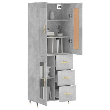 Stylish Concrete Grey Highboard - 69.5x34x180 cm