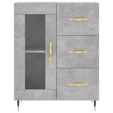 Stylish Concrete Grey Highboard - 69.5x34x180 cm