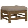 Garden Footstools with Cushions - 2pcs Honey Brown Pine