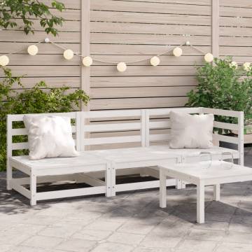 Elegant 3-Seater White Garden Sofa in Solid Pine Wood