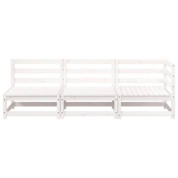 Elegant 3-Seater White Garden Sofa in Solid Pine Wood