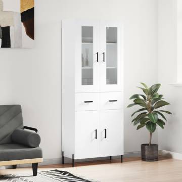 Stylish Highboard White 69.5x34x180 cm - Hipomarket UK