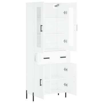 Stylish Highboard White 69.5x34x180 cm - Hipomarket UK