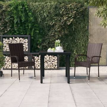 3 Piece Outdoor Dining Set - Brown & Black | HipoMarket