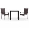 3 Piece Outdoor Dining Set - Brown & Black | HipoMarket