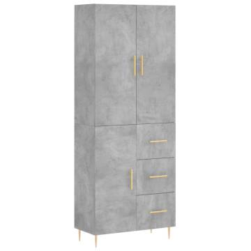 Stylish Concrete Grey Highboard - 69.5x34x180 cm | HipoMarket