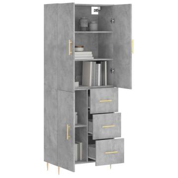 Stylish Concrete Grey Highboard - 69.5x34x180 cm | HipoMarket