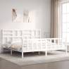 Bed Frame with Headboard White 200x200 cm Solid Wood Colour white Size 200 x 200 cm 