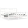 White Bed Frame with Headboard - 200x200 cm Solid Wood