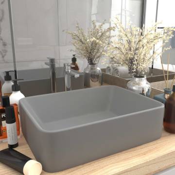 Luxury Matt Light Grey Wash Basin - Stylish Ceramic Design