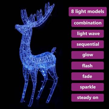 XXL Acrylic Christmas Reindeer - 250 LED Blue Decoration