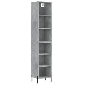 Stylish Highboard Concrete Grey - 34.5x32.5x180 cm