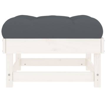 Garden Footstools with Cushions - 2pcs White Solid Pine Wood