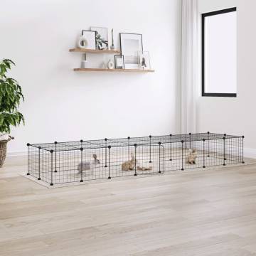 36-Panel Pet Cage with Door Black - Sturdy & Spacious | HipoMarket