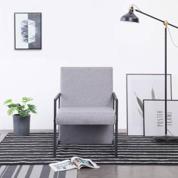 Stylish Light Grey Armchair with Chrome Feet | Hipo Market