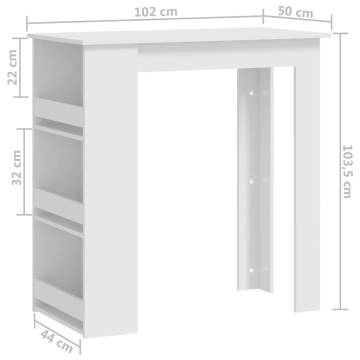 Bar Table with Storage Rack - Stylish White Design | HipoMarket