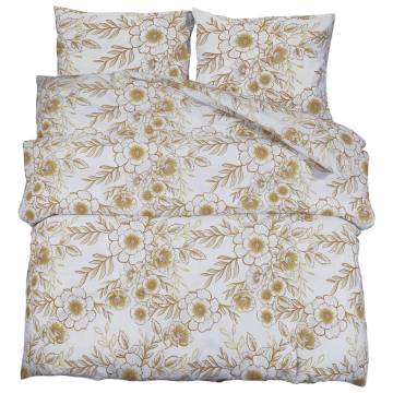 Duvet Cover Set White and Brown 200x200 cm Cotton | HipoMarket