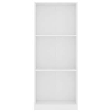 3-Tier White Book Cabinet - Stylish Engineered Wood Storage