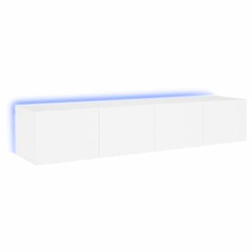 Stylish TV Wall Cabinets with LED Lights - 2 pcs White