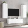 Stylish TV Wall Cabinets with LED Lights - 2 pcs White