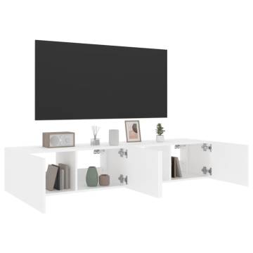 Stylish TV Wall Cabinets with LED Lights - 2 pcs White