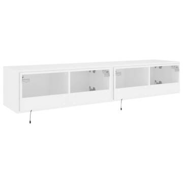 Stylish TV Wall Cabinets with LED Lights - 2 pcs White