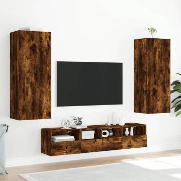 TV Wall Cabinet Smoked Oak 40.5x30x102 cm | Hipo Market