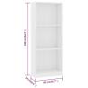 3-Tier White Book Cabinet - Stylish Engineered Wood Storage