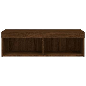 Stylish TV Cabinet with LED Lights in Brown Oak - 100x30x30 cm