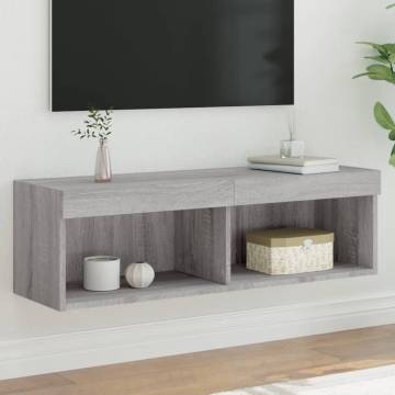 Stylish TV Cabinet with LED Lights - Grey Sonoma 100x30 cm