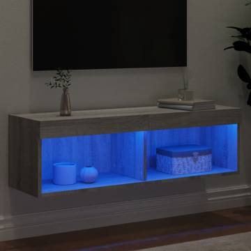 Stylish TV Cabinet with LED Lights - Grey Sonoma 100x30 cm