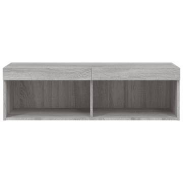 Stylish TV Cabinet with LED Lights - Grey Sonoma 100x30 cm