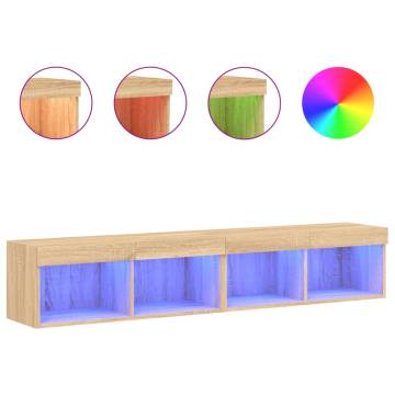 Stylish TV Cabinets with LED Lights - Sonoma Oak - 2 pcs