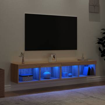 Stylish TV Cabinets with LED Lights - Sonoma Oak - 2 pcs