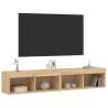 Stylish TV Cabinets with LED Lights - Sonoma Oak - 2 pcs