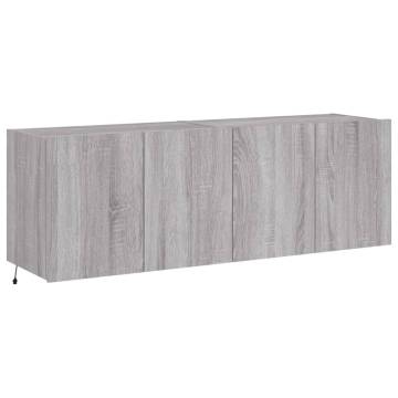 LED TV Wall Cabinets - Grey Sonoma - 2 Pcs - Stylish & Functional