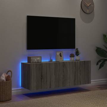 LED TV Wall Cabinets - Grey Sonoma - 2 Pcs - Stylish & Functional