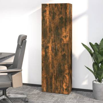 Elegant Smoked Oak Office Cabinet | 60x32x190 cm