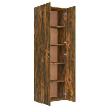 Elegant Smoked Oak Office Cabinet | 60x32x190 cm