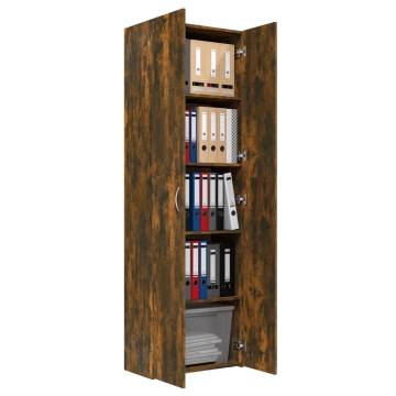 Elegant Smoked Oak Office Cabinet | 60x32x190 cm