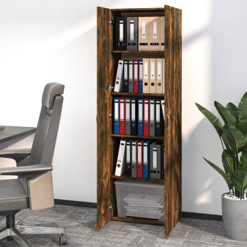 Elegant Smoked Oak Office Cabinet | 60x32x190 cm