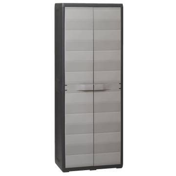 Garden Storage Cabinet with 3 Shelves - Black & Grey