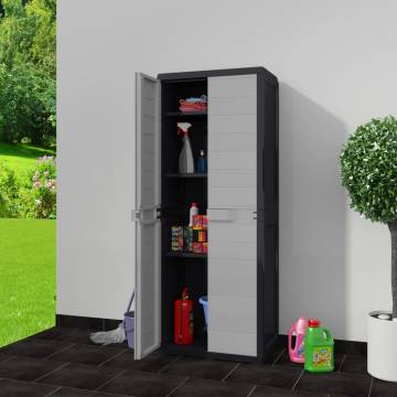 Garden Storage Cabinet with 3 Shelves - Black & Grey