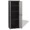 Garden Storage Cabinet with 3 Shelves - Black & Grey