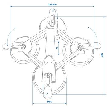 ProPlus Vacuum Lifter - 4 Suction Cups Aluminium Silver