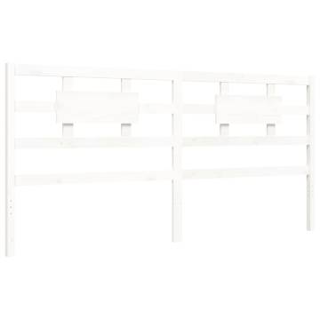 White Solid Wood Bed Frame with Headboard - 200x200 cm