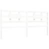 White Solid Wood Bed Frame with Headboard - 200x200 cm